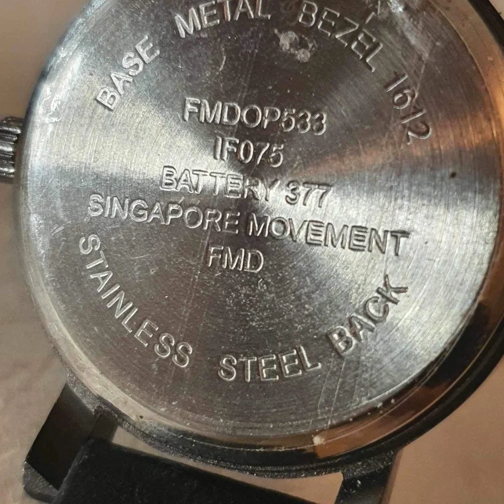 🦋10/$20🦋 FMDOP533 Black/White Leather Women's Watch